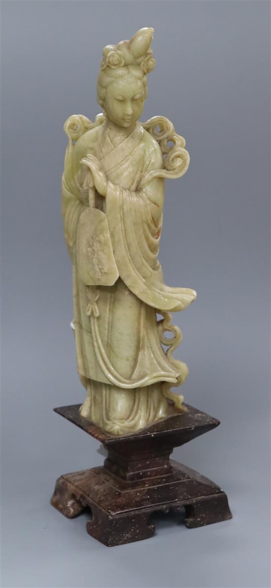 A soapstone carving of Quanyin H.30cm